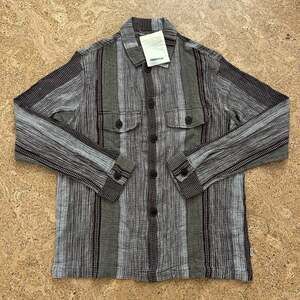 NEW 18 Eighteen East Fowler Sashiko Woven Fatigue Striped Button Up Shirt Large
